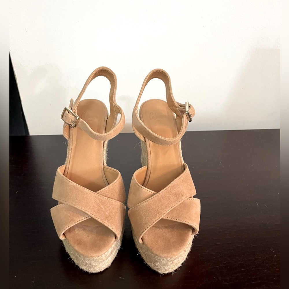 Castaner Tan Suede Espadrille Wedge Sandals